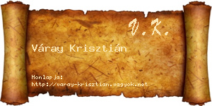 Váray Krisztián névjegykártya